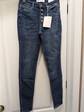 KanCan Curvy High-Rise Button-Fly Skinny Jeans - Dark Blue 03/25 KC7114RM